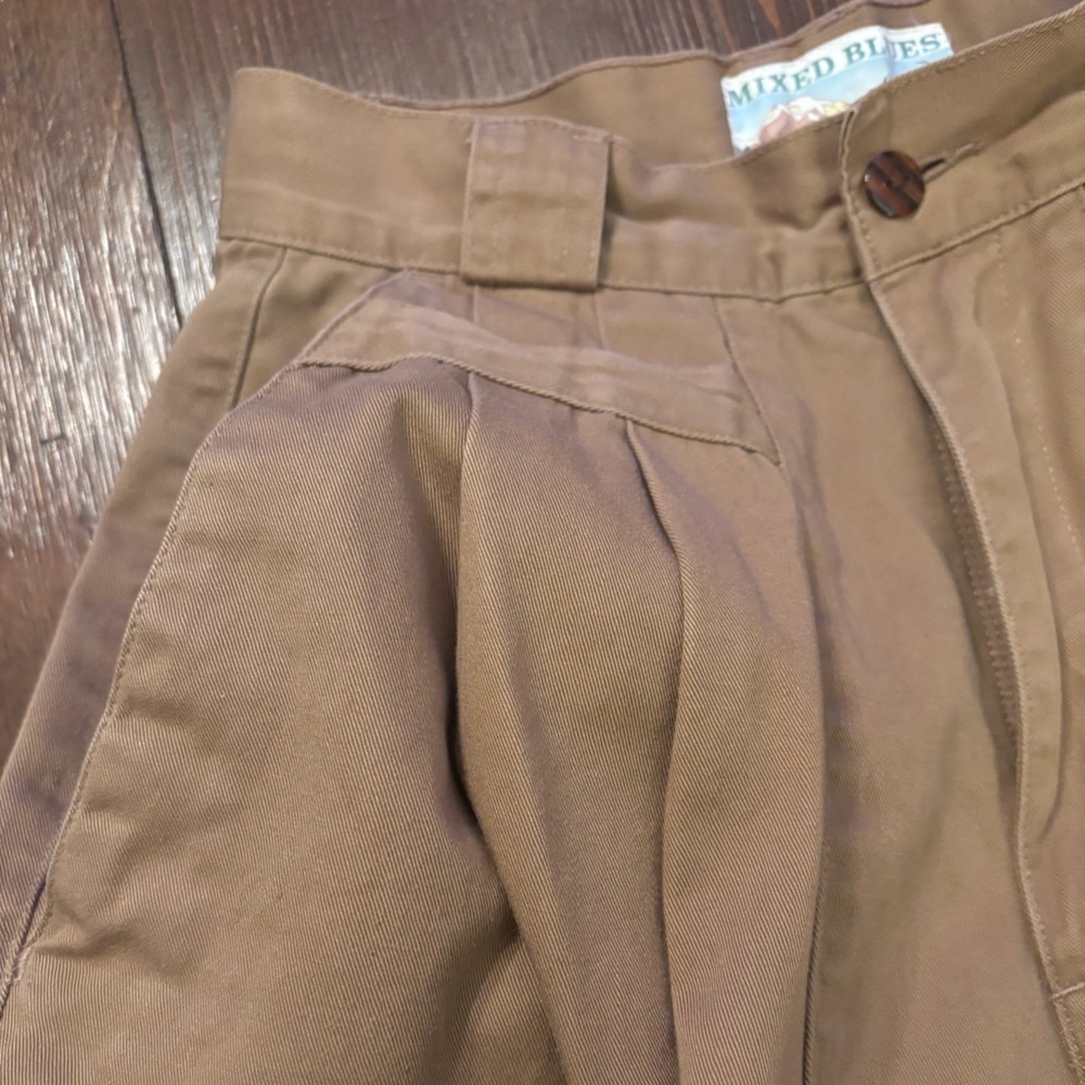 Y2K KHAKI HIGH WAIST CARGO PANTS PLEATED SLIGHT BARREL LEG BY MIXED BLUE SIZE 7 - Picture 9 of 15